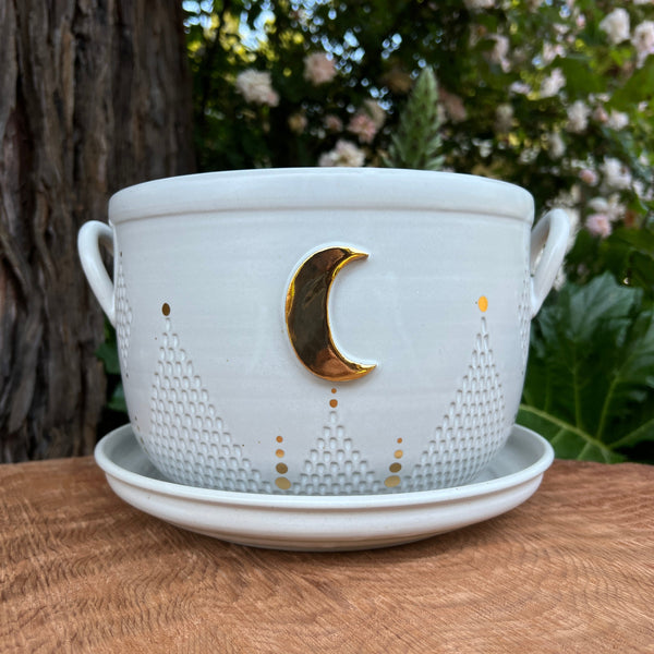 Large Cauldron Pot with Drip Tray-021 Throw and grow ceramics
