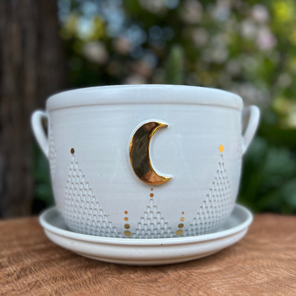 Large Cauldron Pot with Drip Tray-021 Throw and grow ceramics