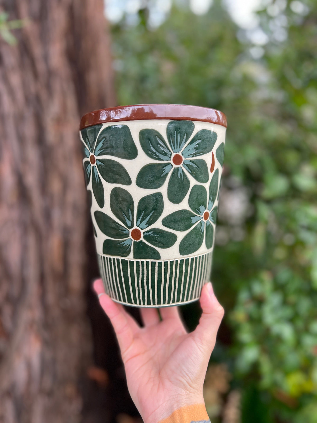 Painted Floral Planter Throw and grow ceramics