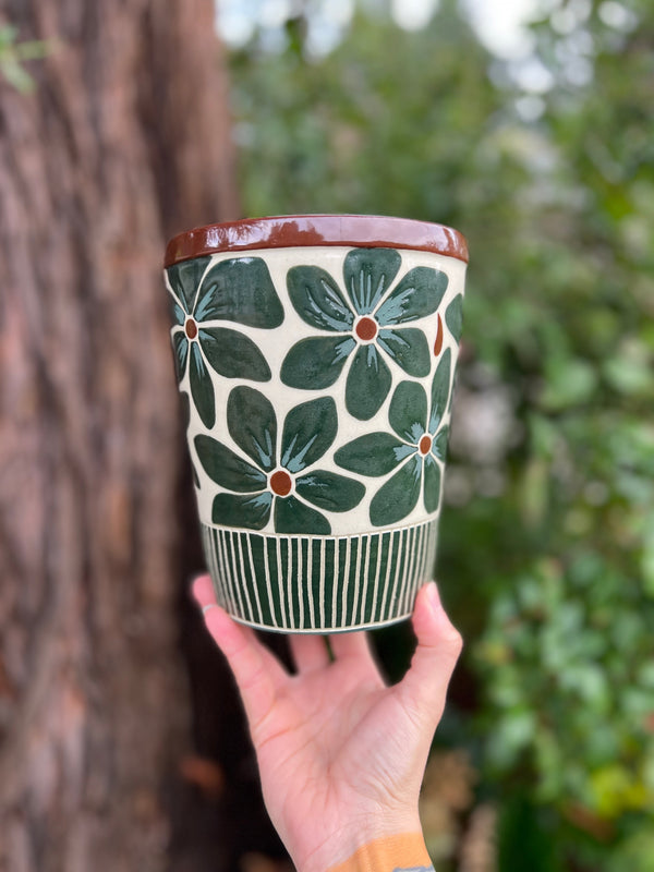 Painted Floral Planter Throw and grow ceramics
