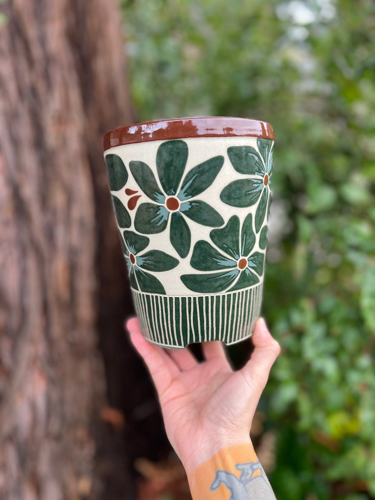 Painted Floral Planter Throw and grow ceramics